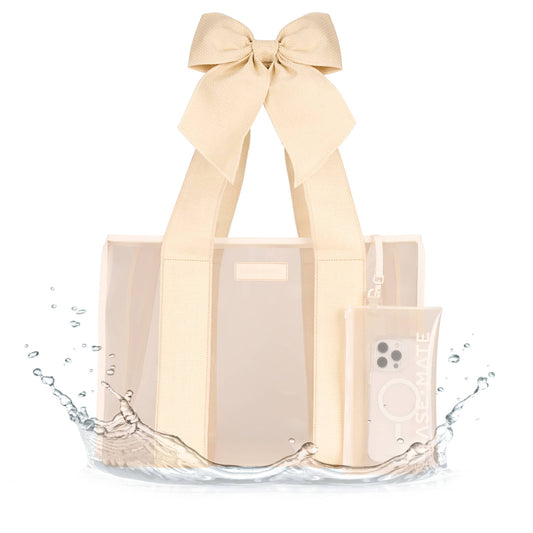 Case-Mate Ecru Raffia Bow Jelly Tote Bag