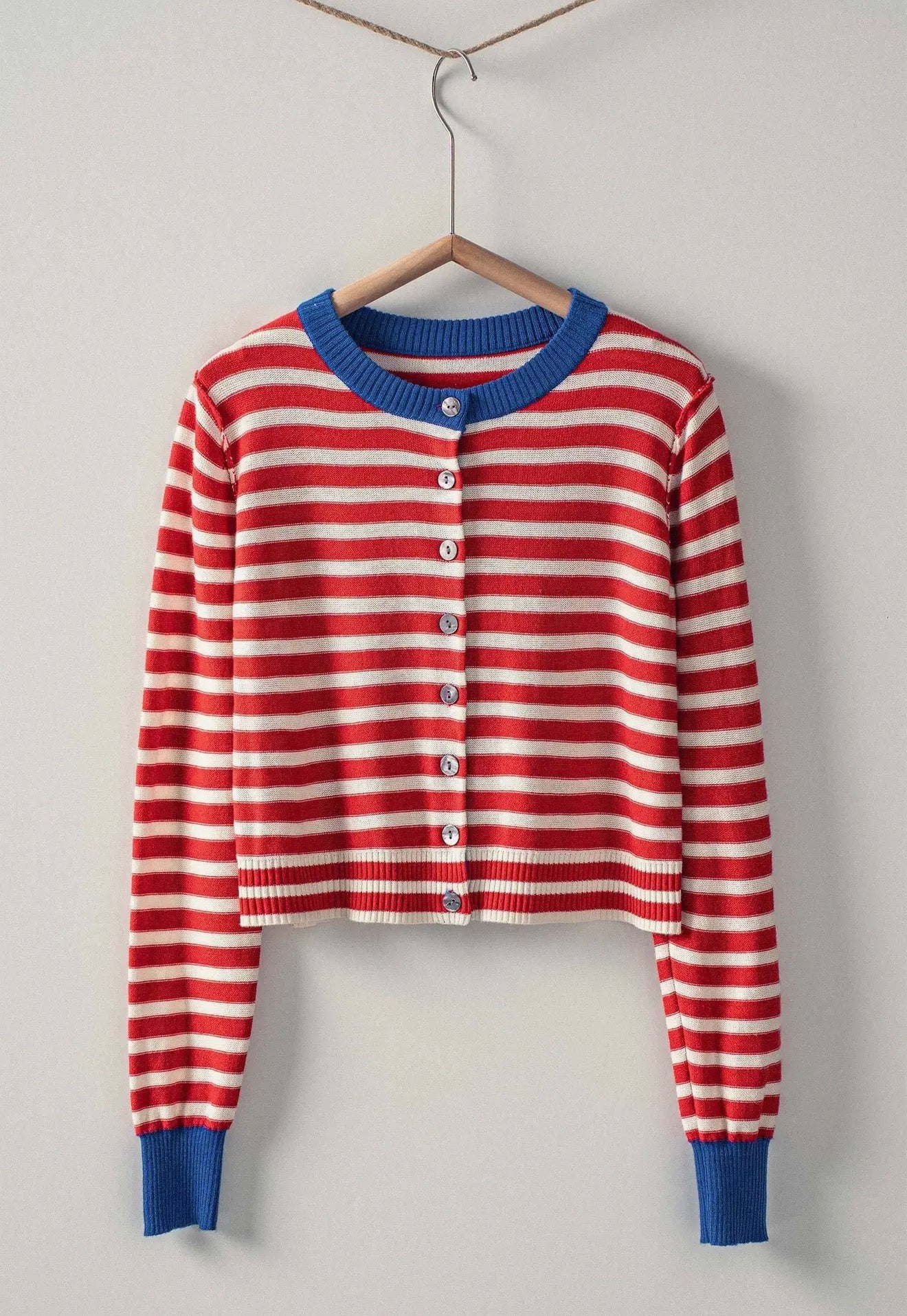 Striped cropped button up