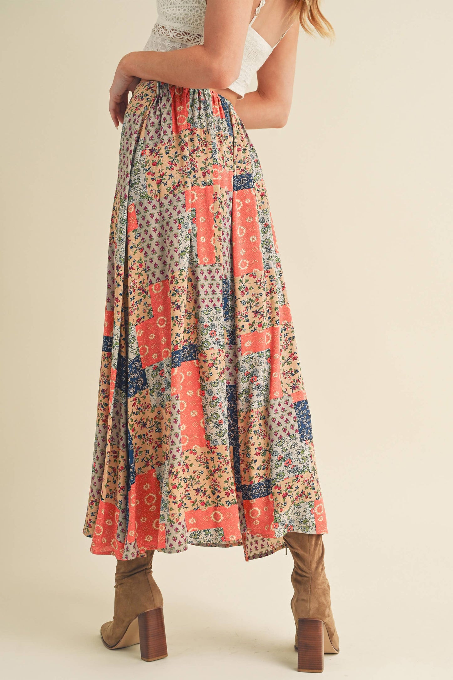 Boho patchwork maxi skirt