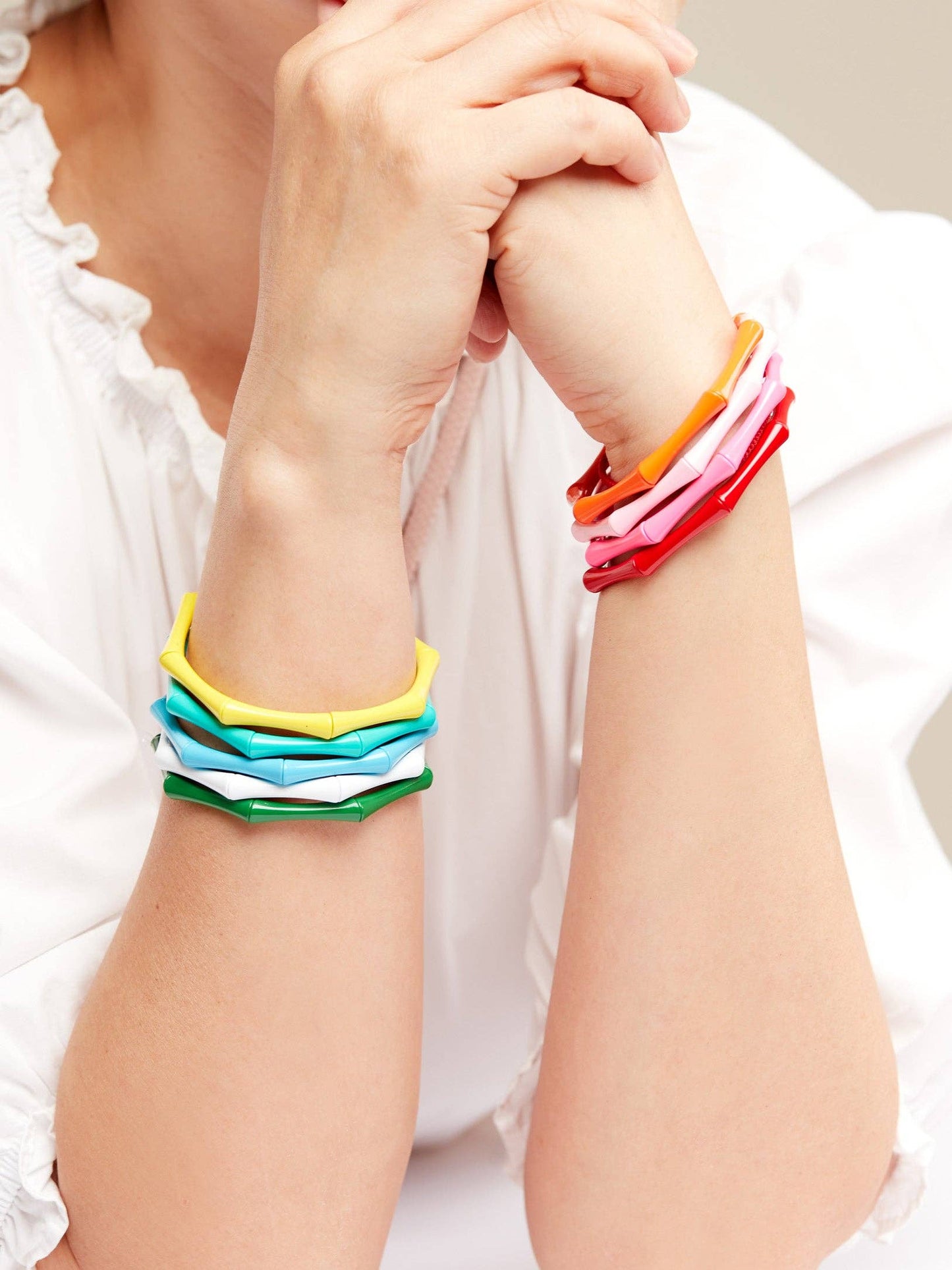 Enamel Bamboo-Style Stretch Bracelet