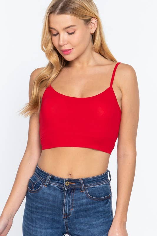 Round Neck Removable Bra Cup Twisted Back Cami Top