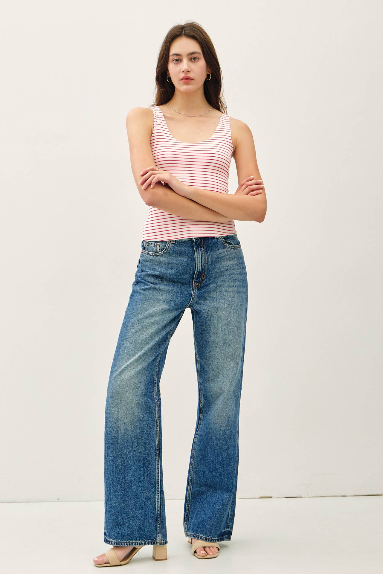 ULTRA SOFT DOUBLE LINED STRIPED TANK