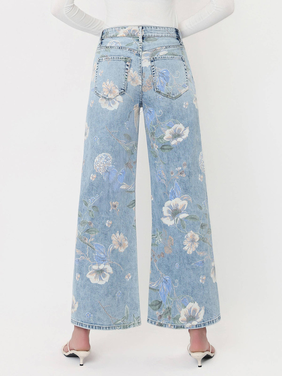 HIGH RISE FLORAL VINTAGE FLARE JEANS