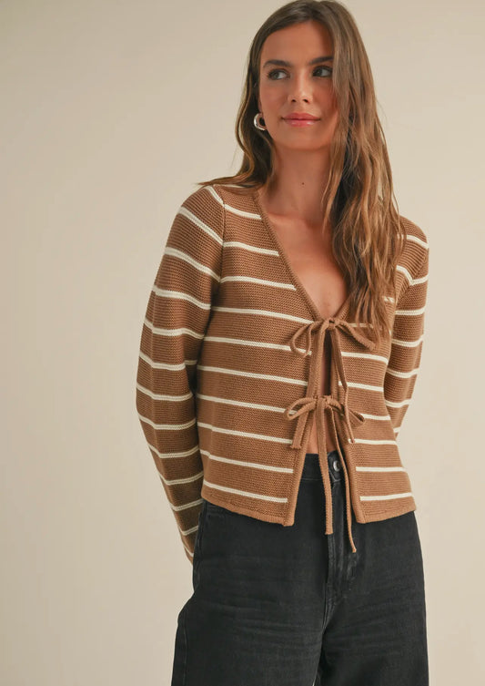 Striped Mocha Tie sweater