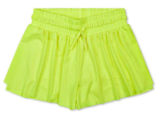 Neon Yellow Butterfly Shorts (Youth Medium (10-12))