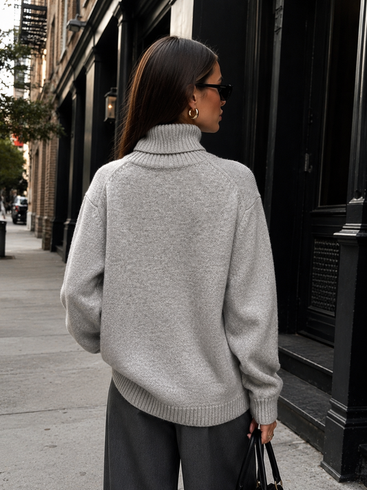 Oversized Textured Turtleneck Sweater