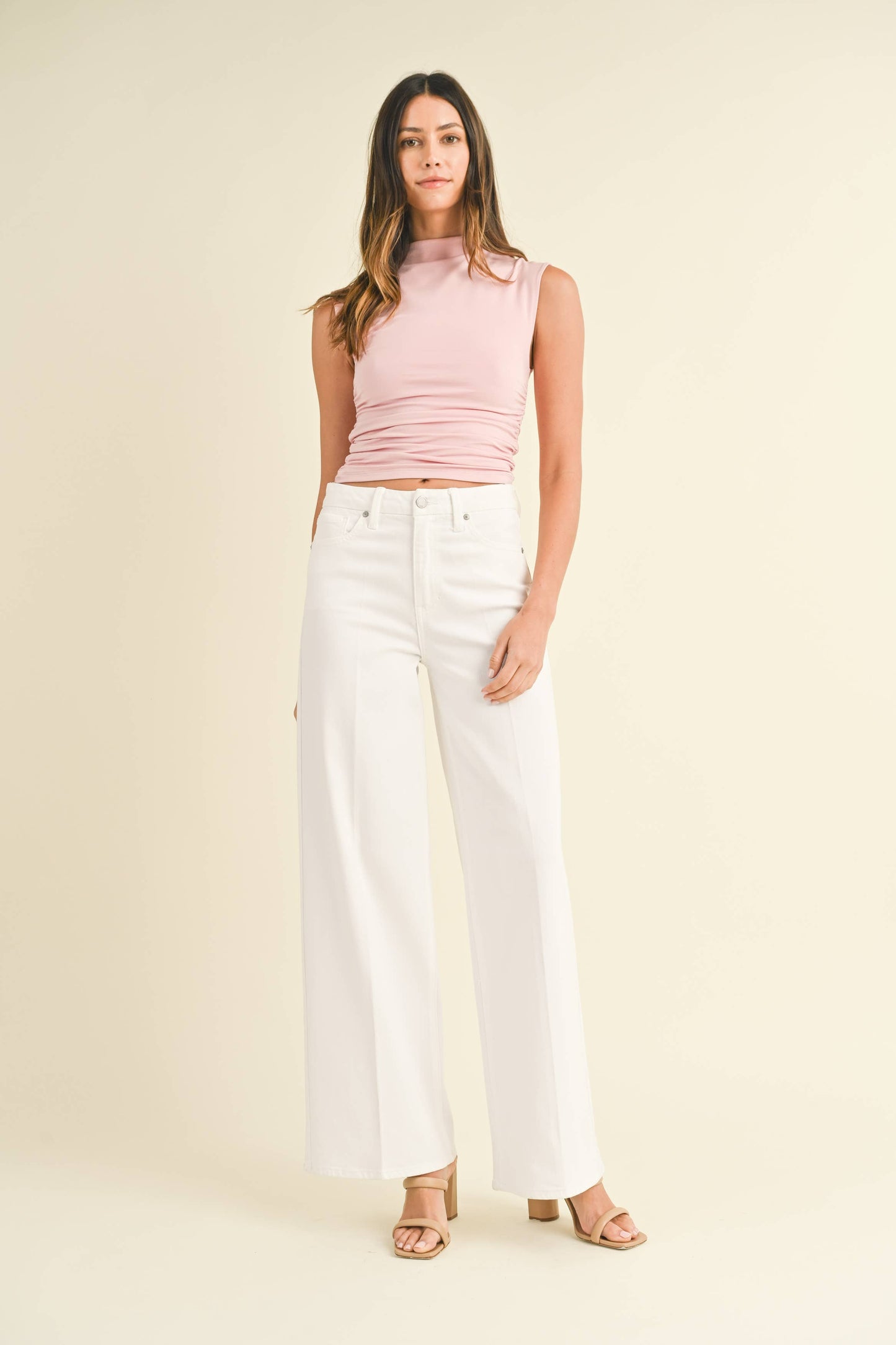Palazzo Wide Leg Jean - White