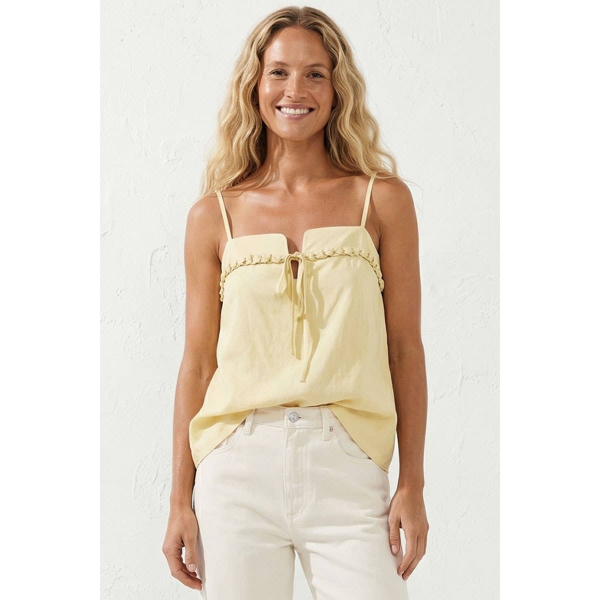 Dainty Detail Tank Top - Lemon