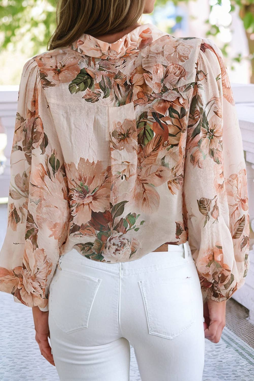 Floral Puff Sleeve Lightweight Shirt