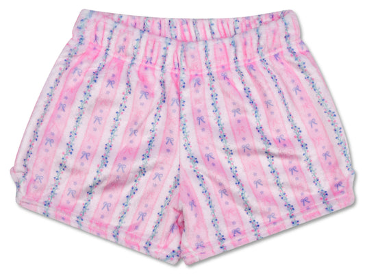 Floral Stripes Plush Shorts (Medium (10-12))