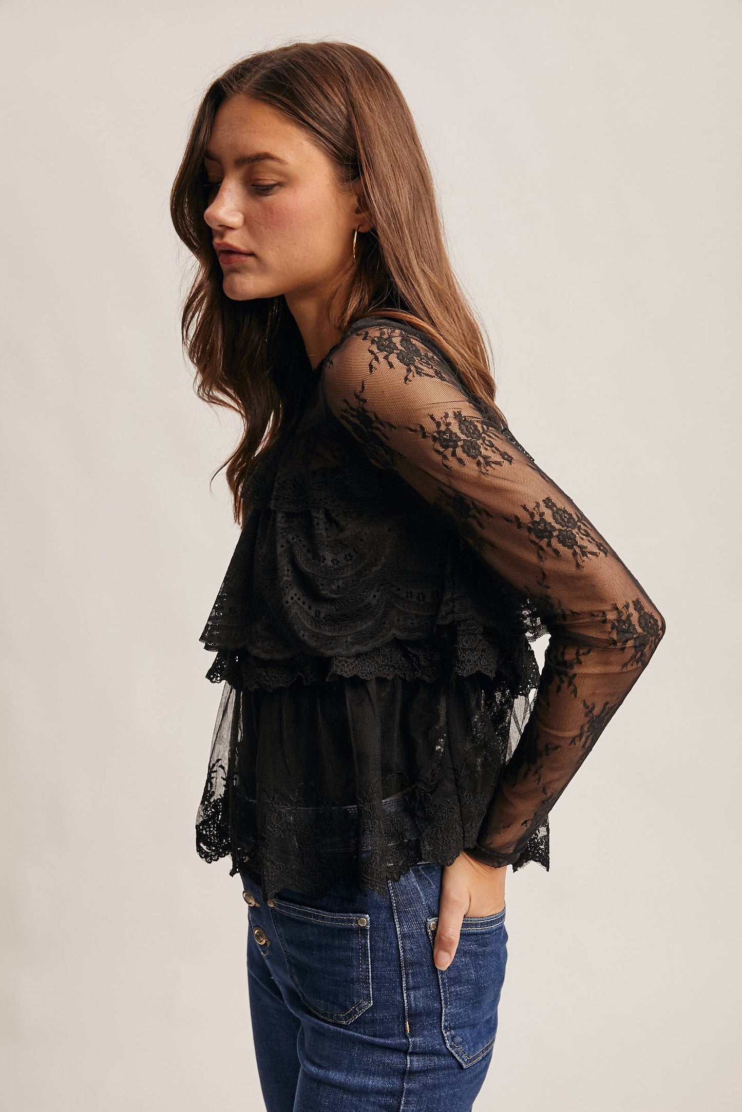 Lace Ruffle Layering Blouse