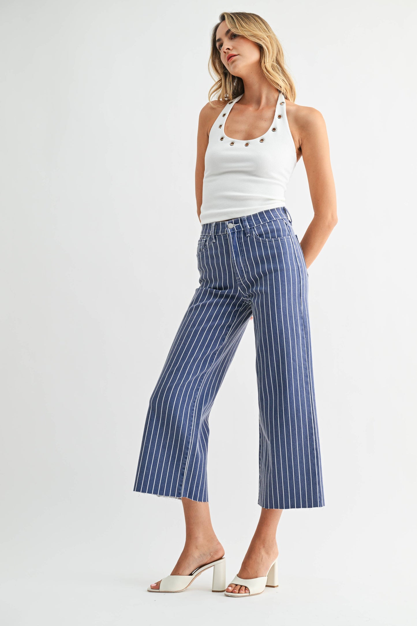 Scissor Cut Wide Leg - Striped