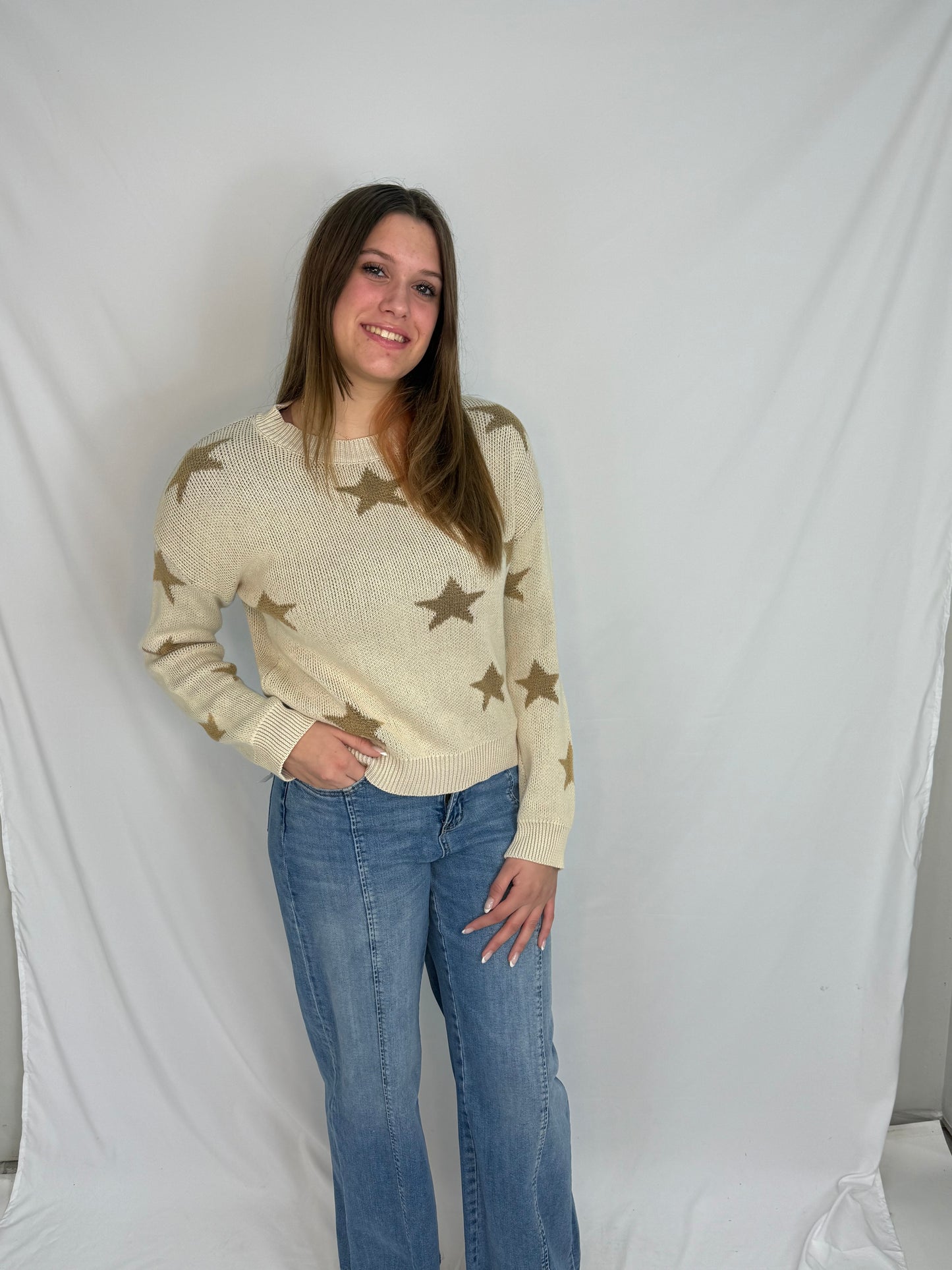 US Vintage Star Sweater-Oatmeal