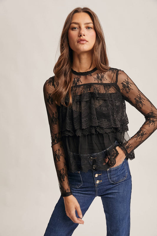 Lace Ruffle Layering Blouse