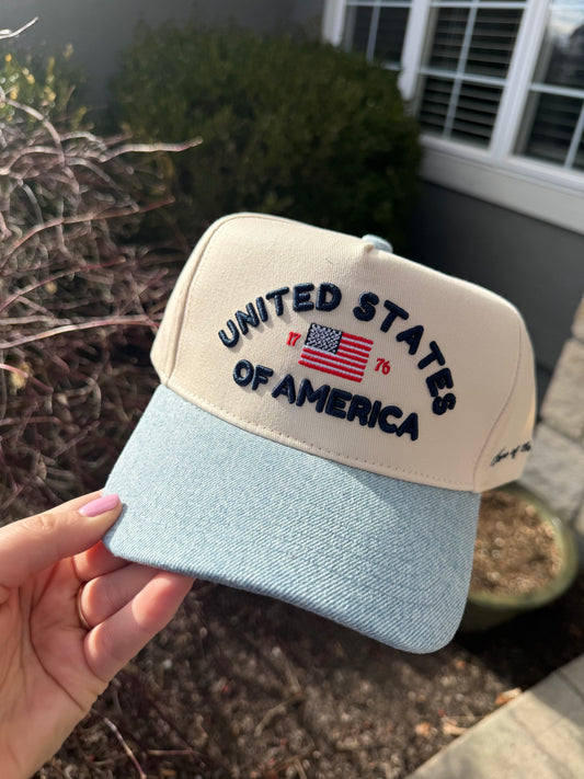 USA denim trucker hat
