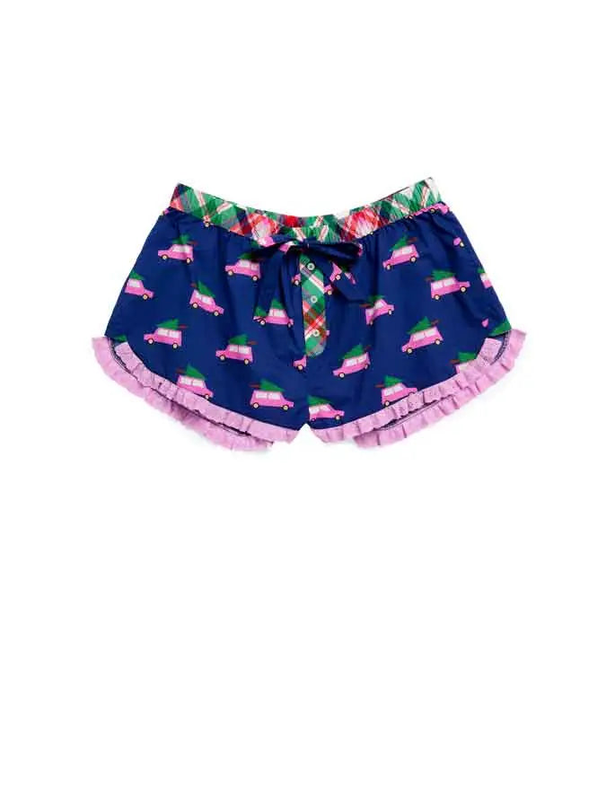 Pink car boxer sleep shorts