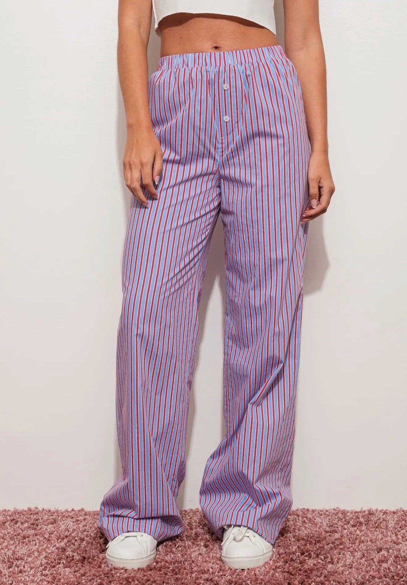 Red & blue striped pants
