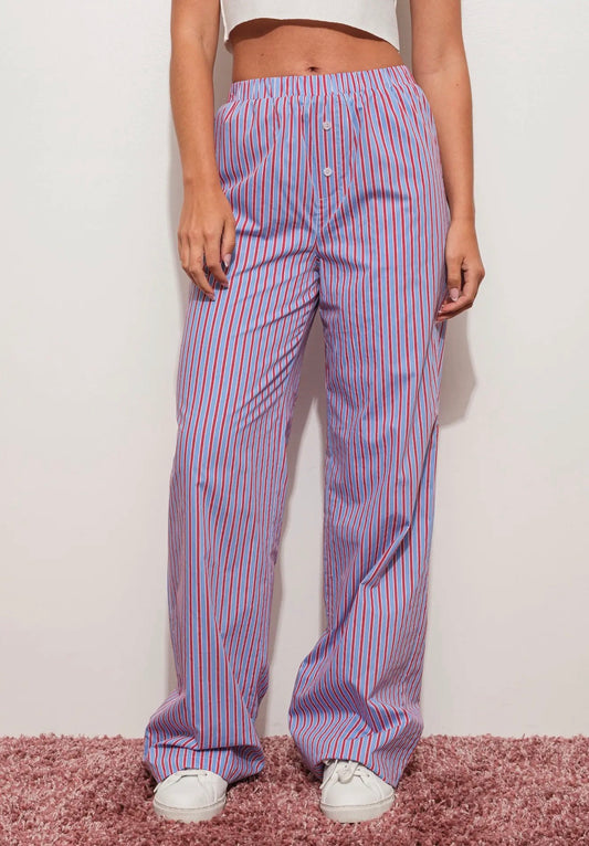 Red & blue striped pants