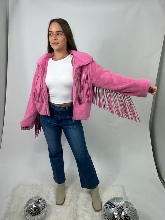 Fringe pink jacket