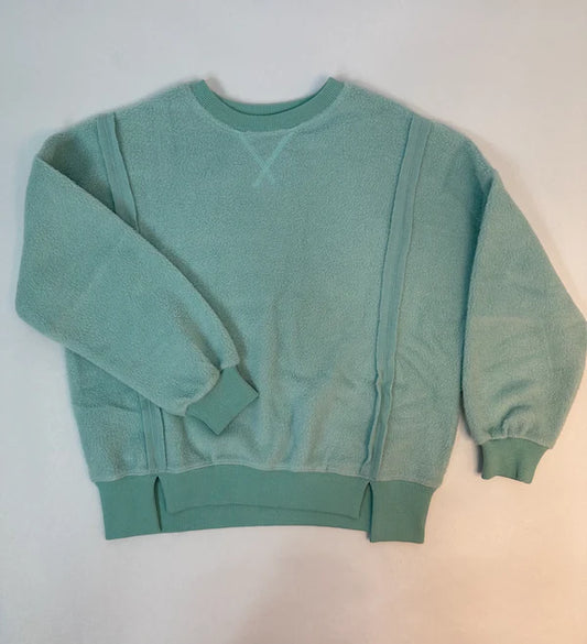 Fleece Raw Edge Pullover/Sky Blue