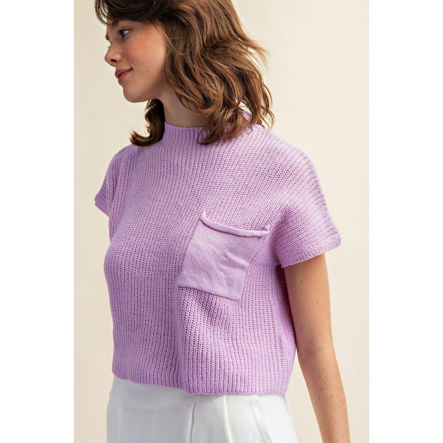 DROP SHOULDER SS SWEATER TOP