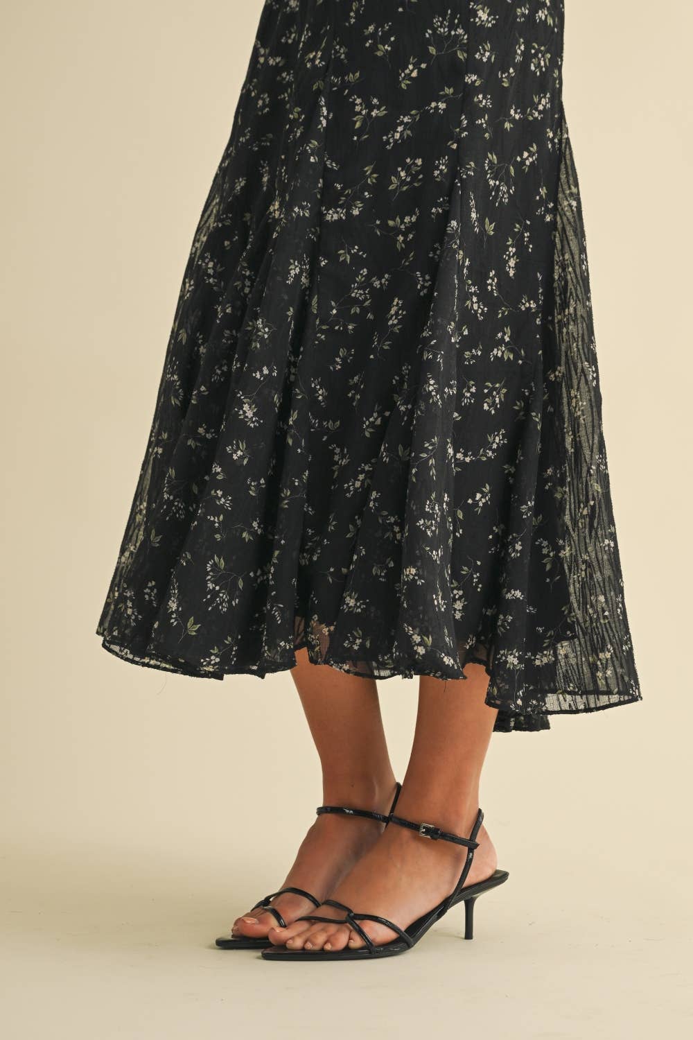 FLORAL PRINTED MERMAID MIDI DRESS