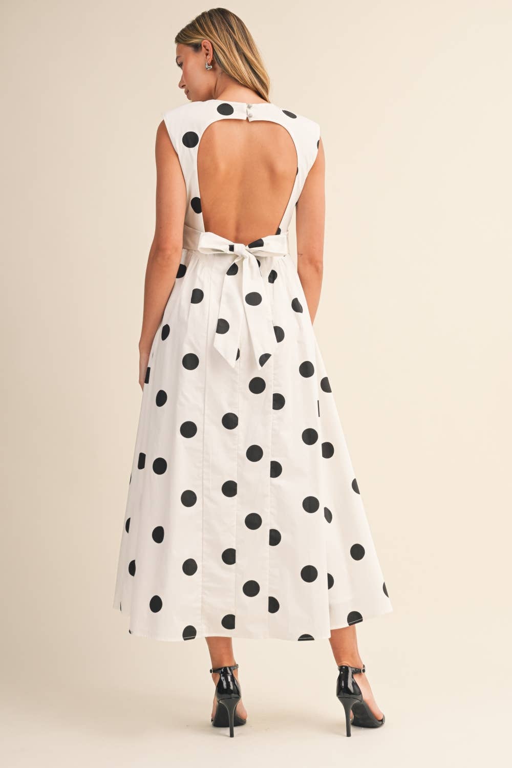 SLEEVELESS POLKA DOT MIDI DRESS