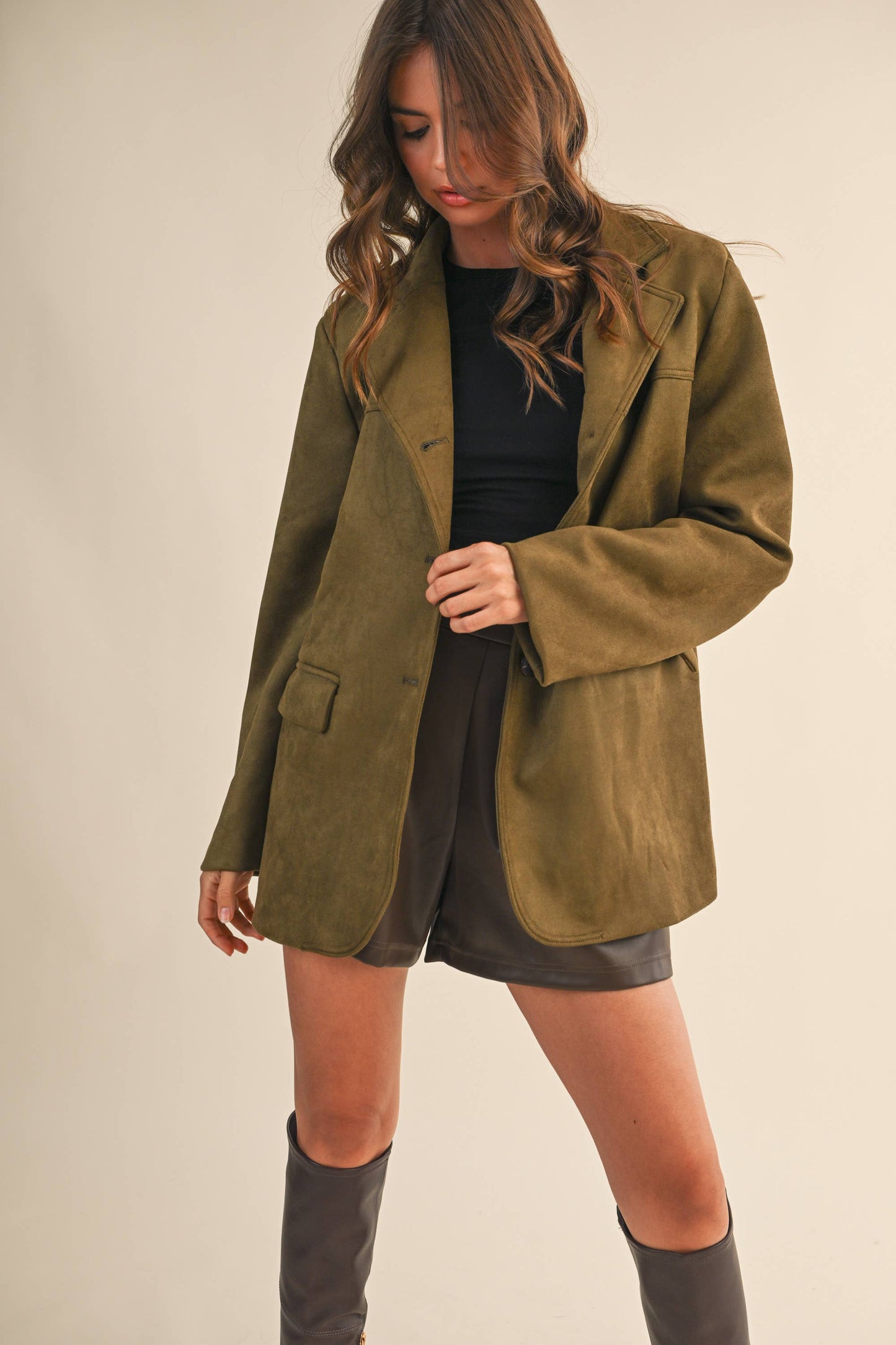 SUEDE OVERSIZED BLAZER JACKET