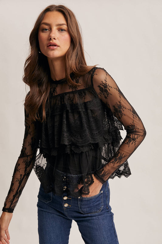 Lace Ruffle Layering Blouse