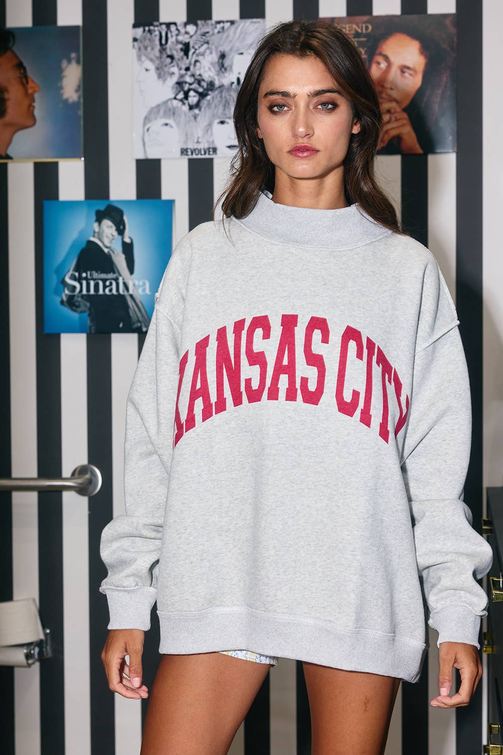 KANSAS 'KANSAS CITY & KC' Reversible Mock-neck Sweatshirt