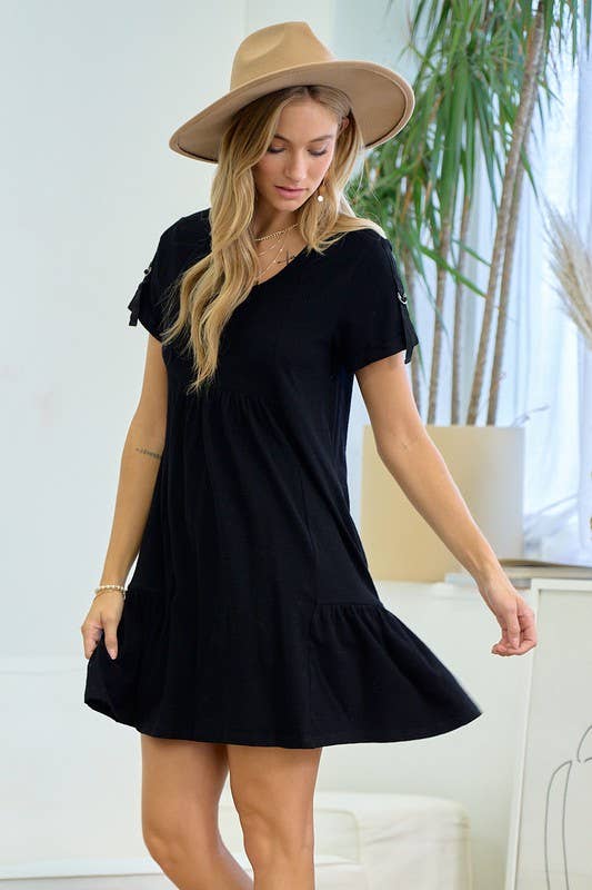 D Ring Strap Sleeve Detail Easy Dress