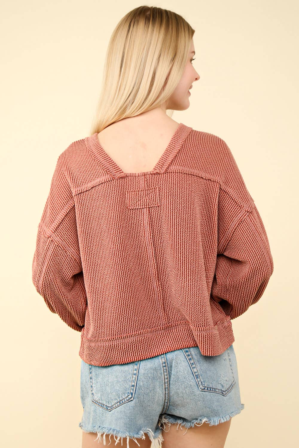 US Two Tone Otto Ribbed Oversized Soft Comfy knit Top