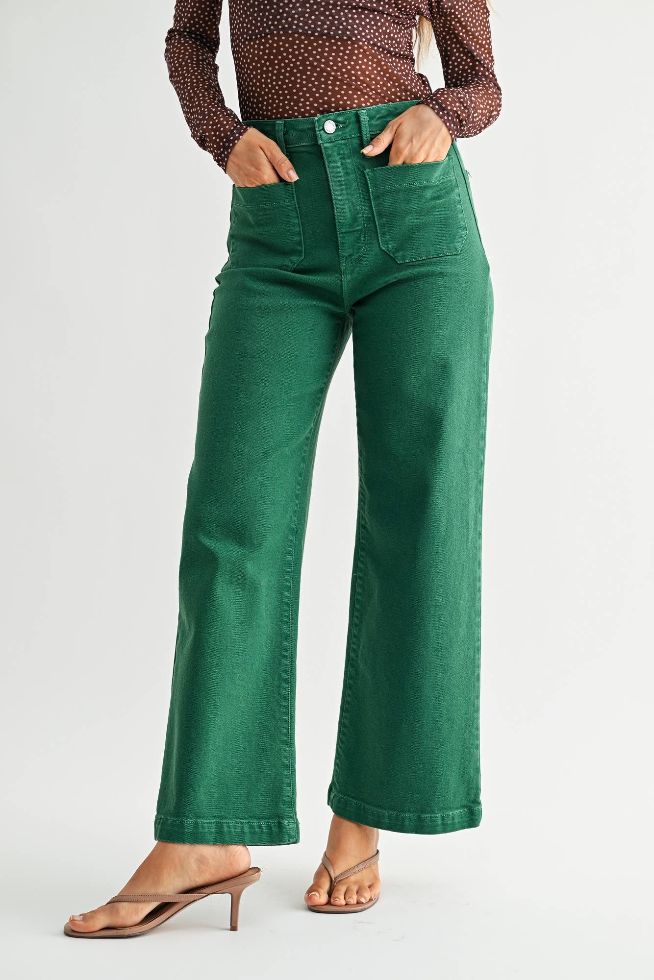 Patch Pocket Wide Leg - Kelly Green