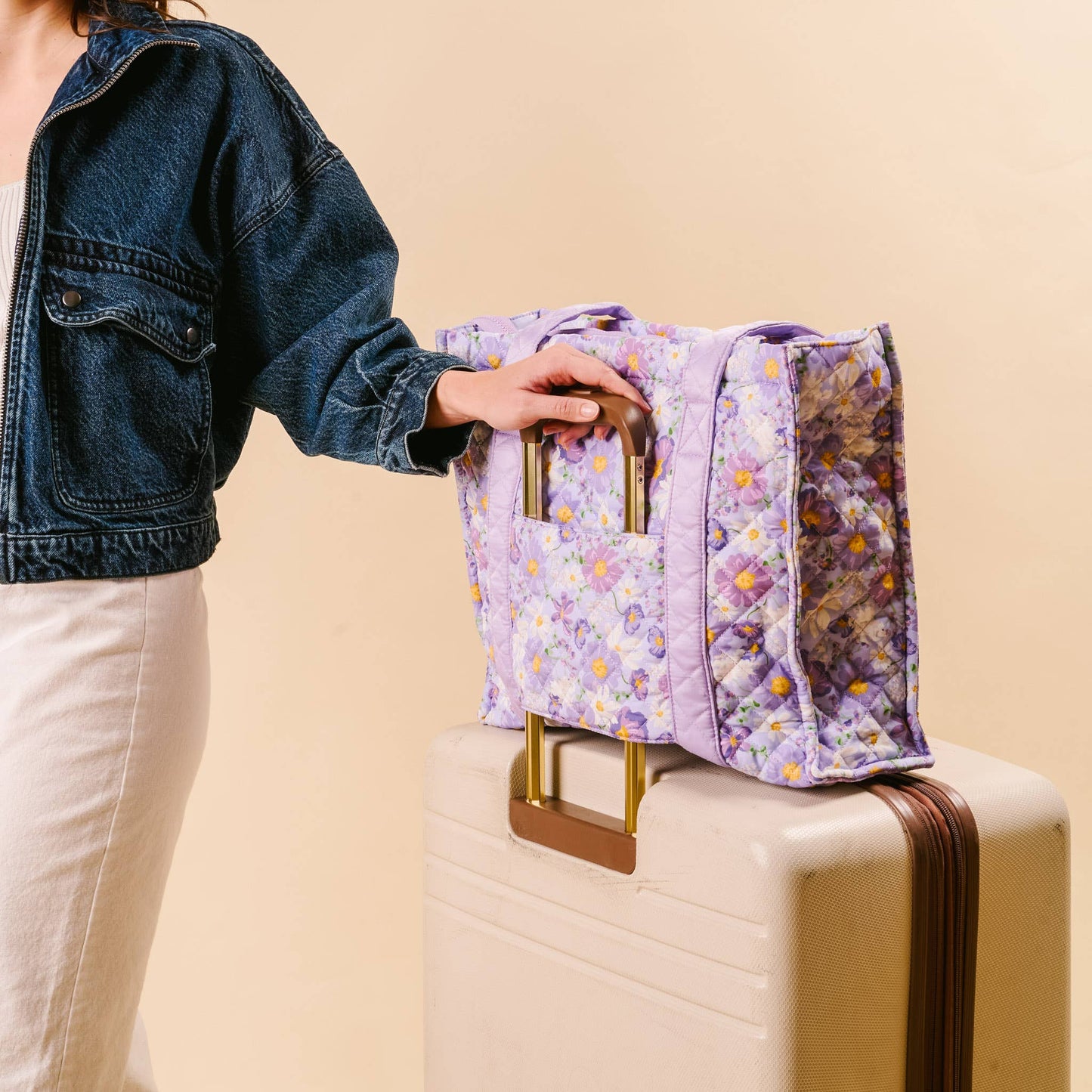 The Everyday Quilted Tote Bag-Bouquet Beauty Purple