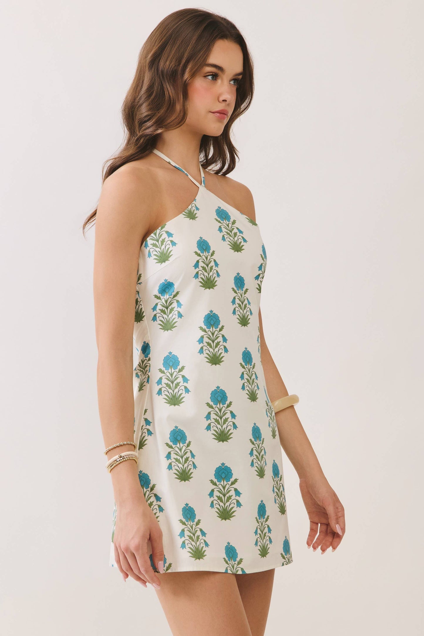Floral Halter Neck Mini Dress