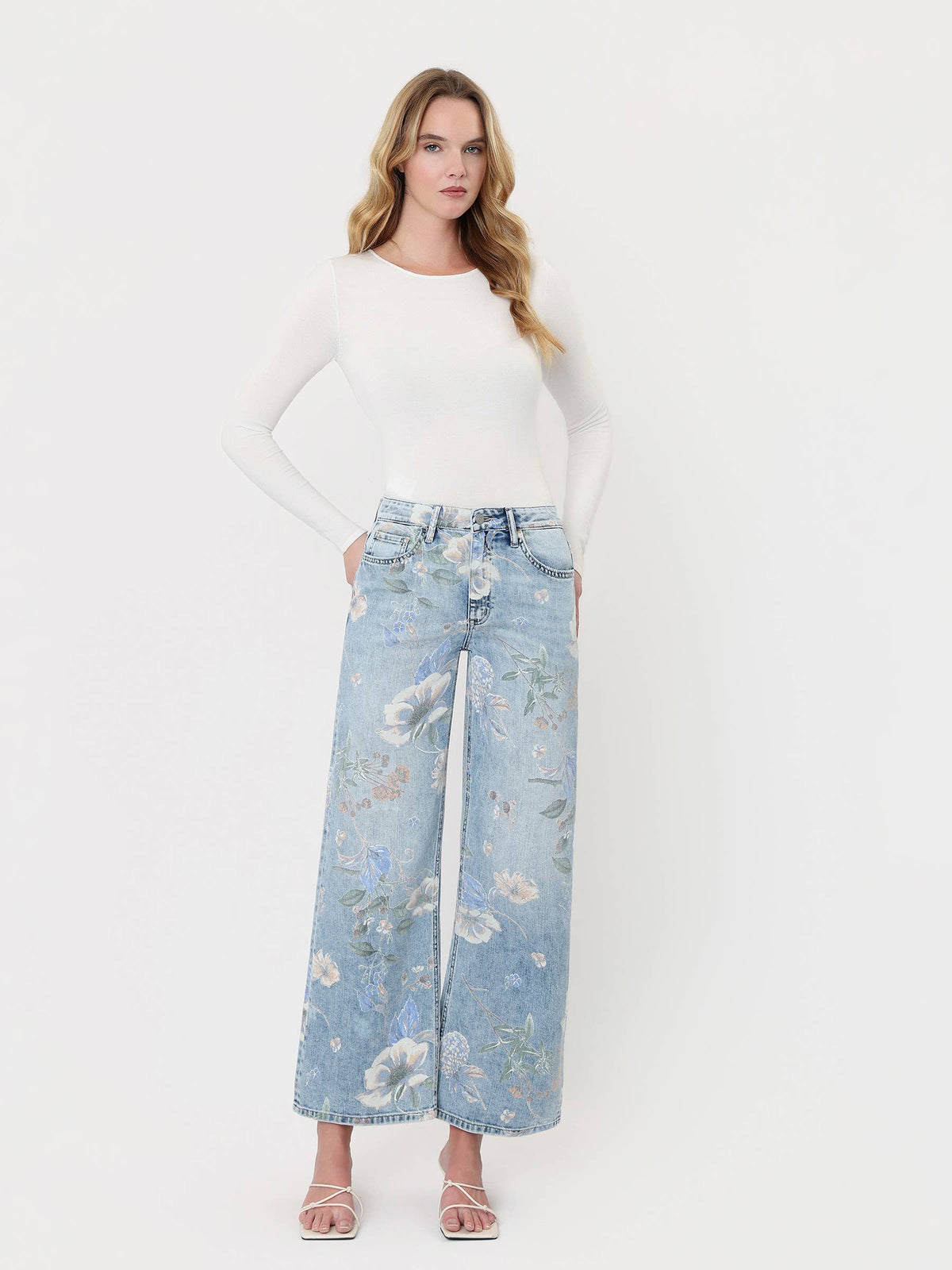 HIGH RISE FLORAL VINTAGE FLARE JEANS