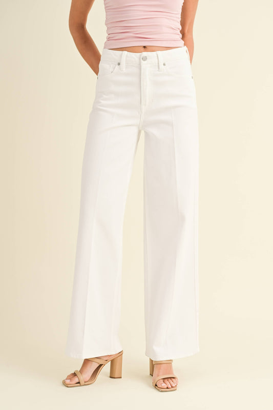 Palazzo Wide Leg Jean - White