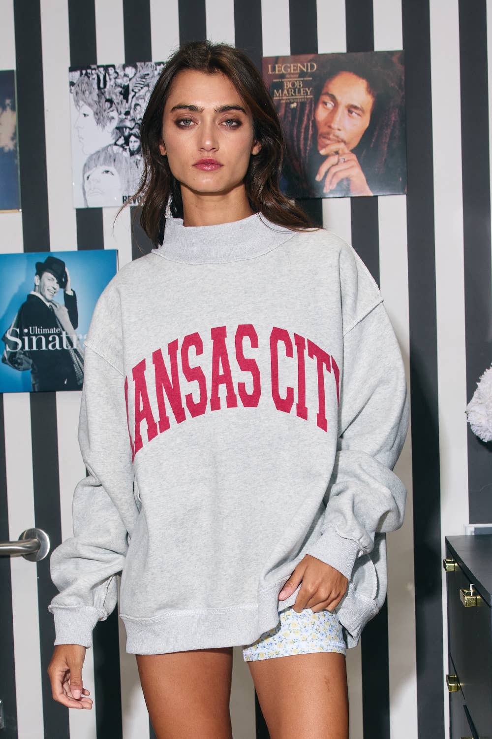 KANSAS 'KANSAS CITY & KC' Reversible Mock-neck Sweatshirt