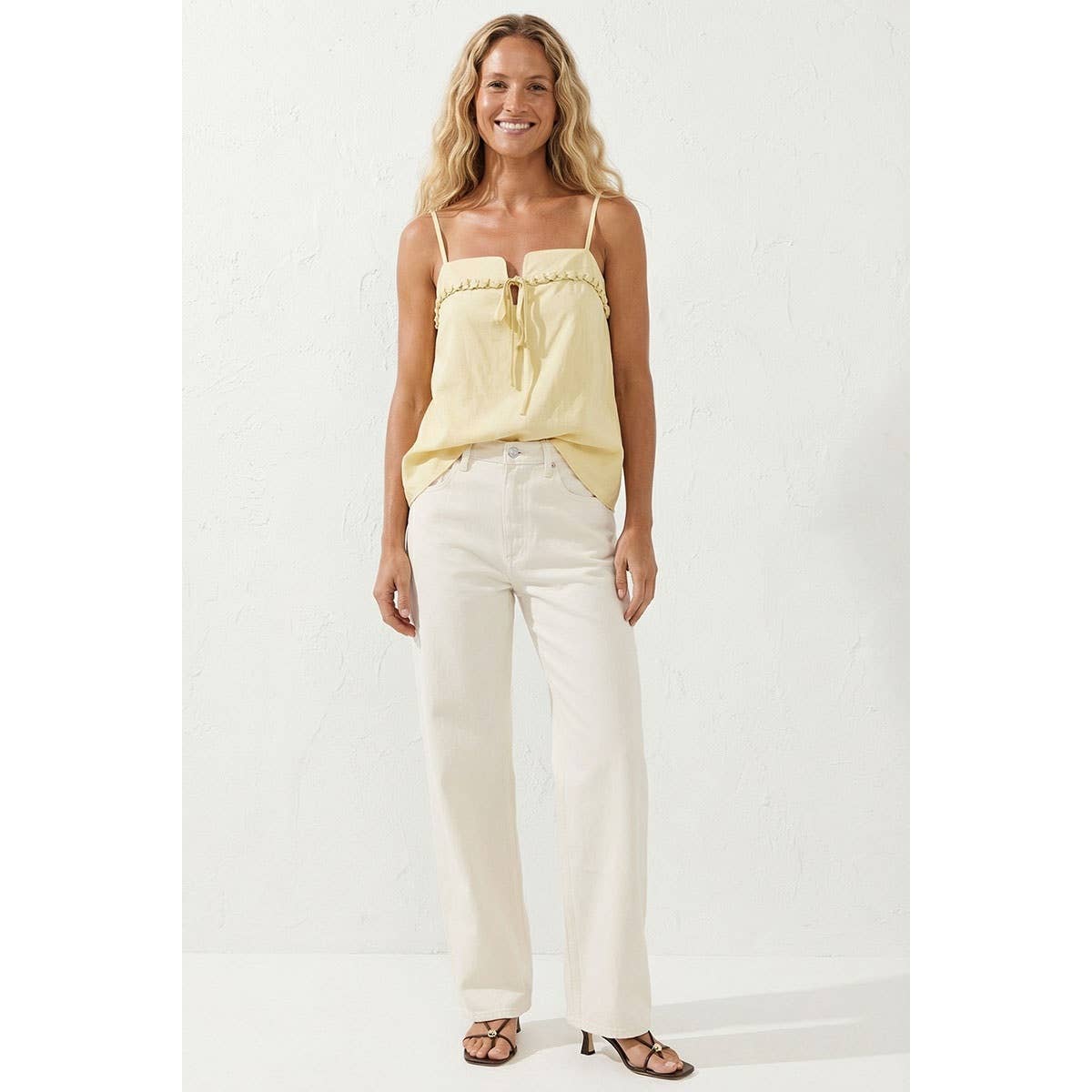 Dainty Detail Tank Top - Lemon