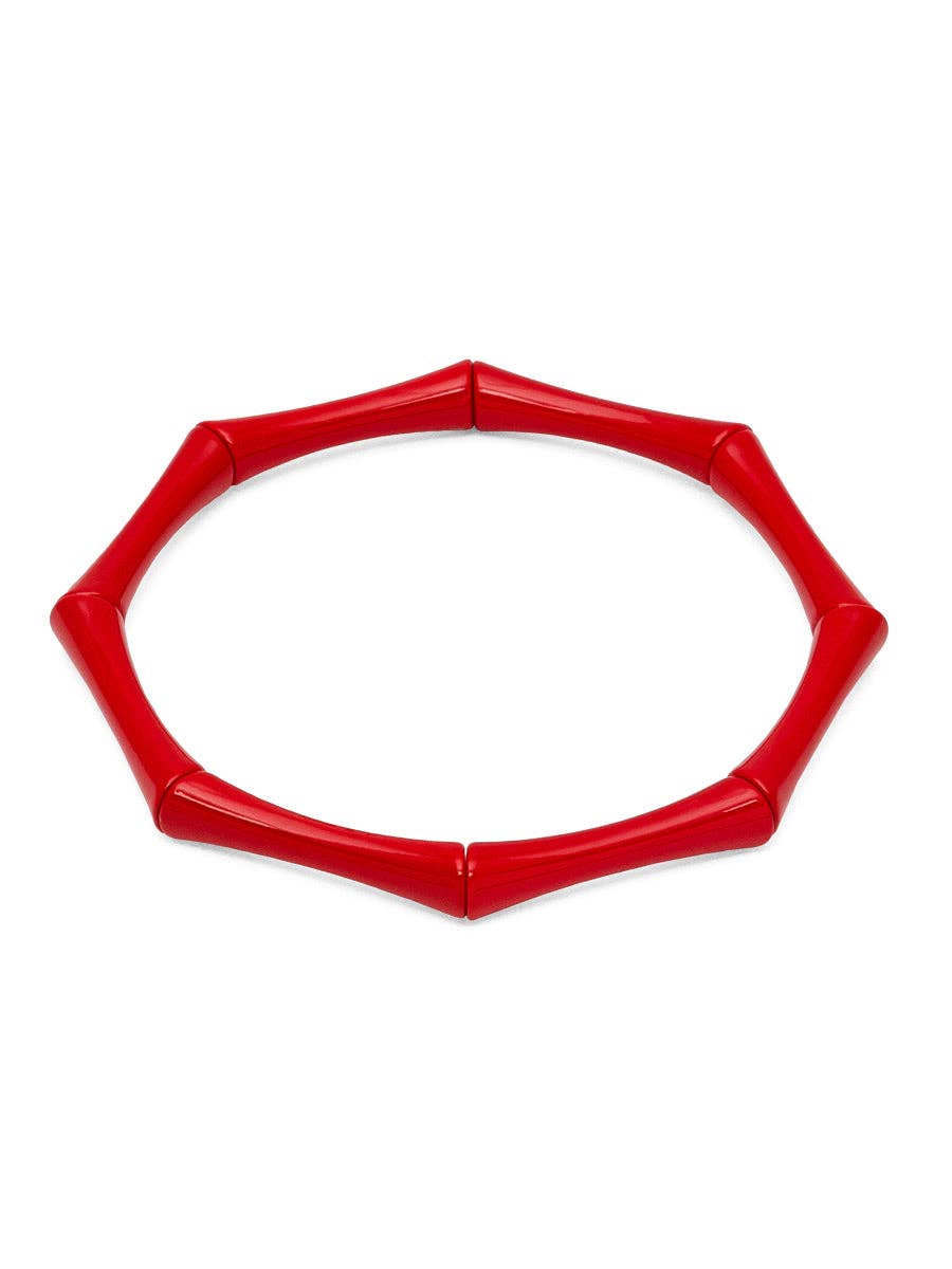 Enamel Bamboo-Style Stretch Bracelet
