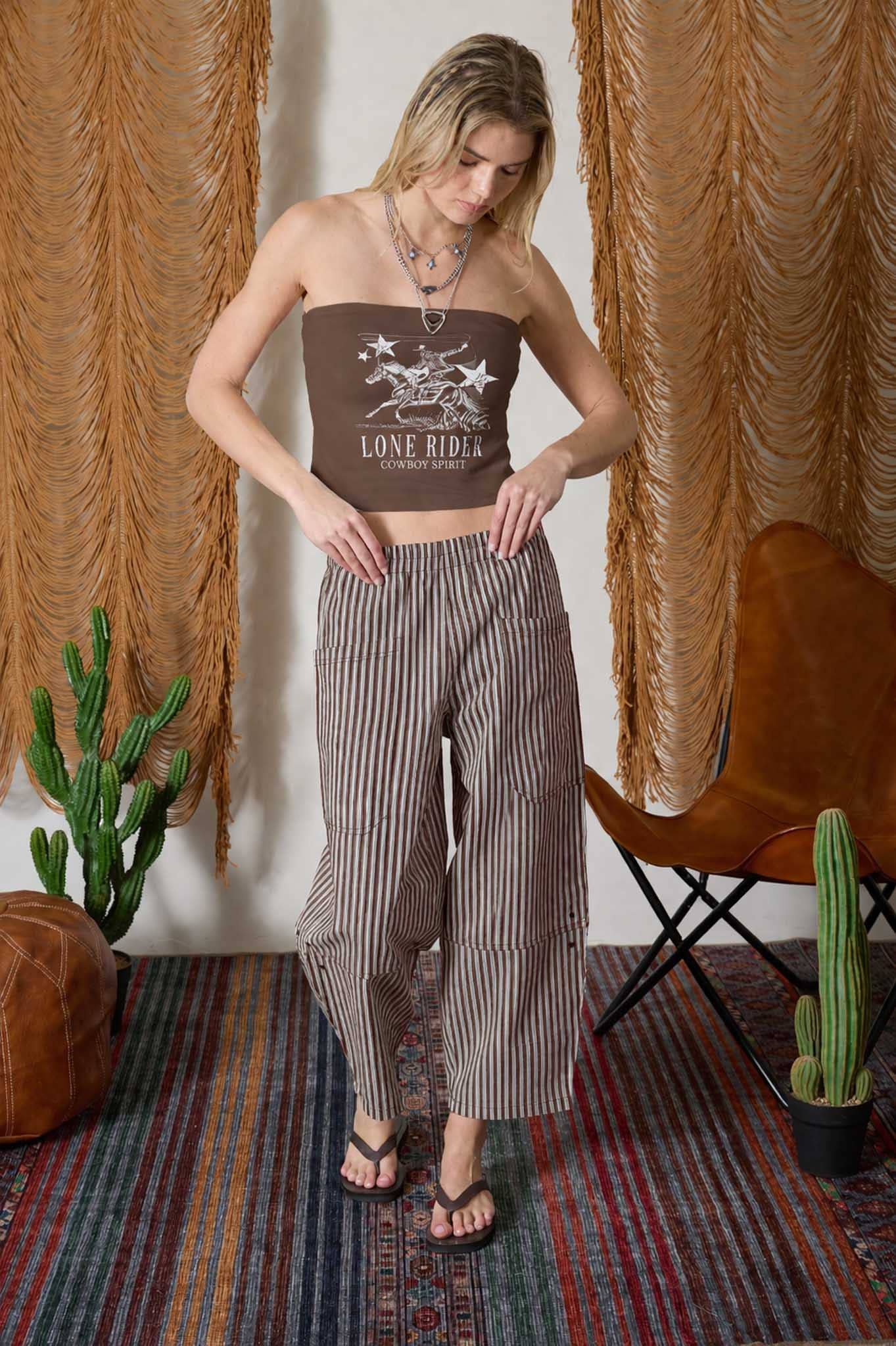 LONE RIDER WESTERN GRAPHIC KNIT TUBE TOP
