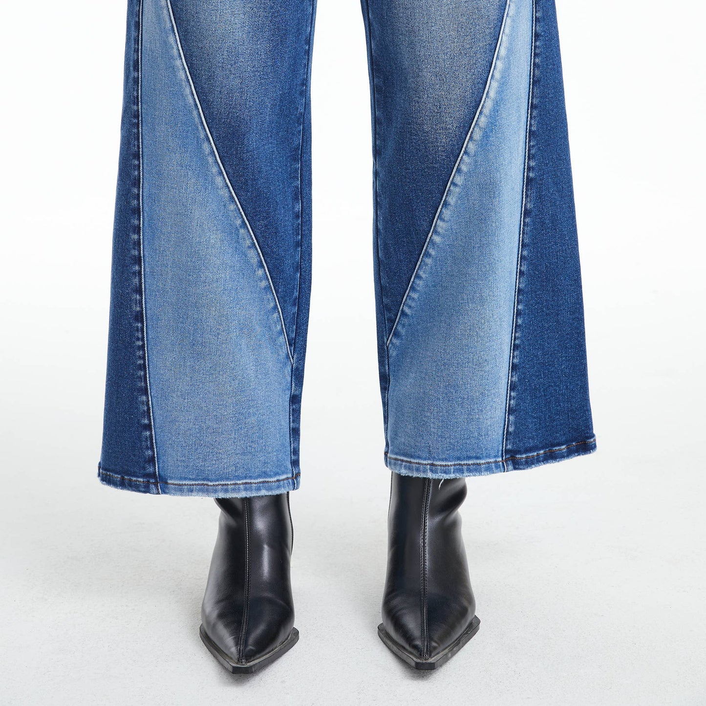 HIGH RISE TWO-TONES WIDE LEG JEANS