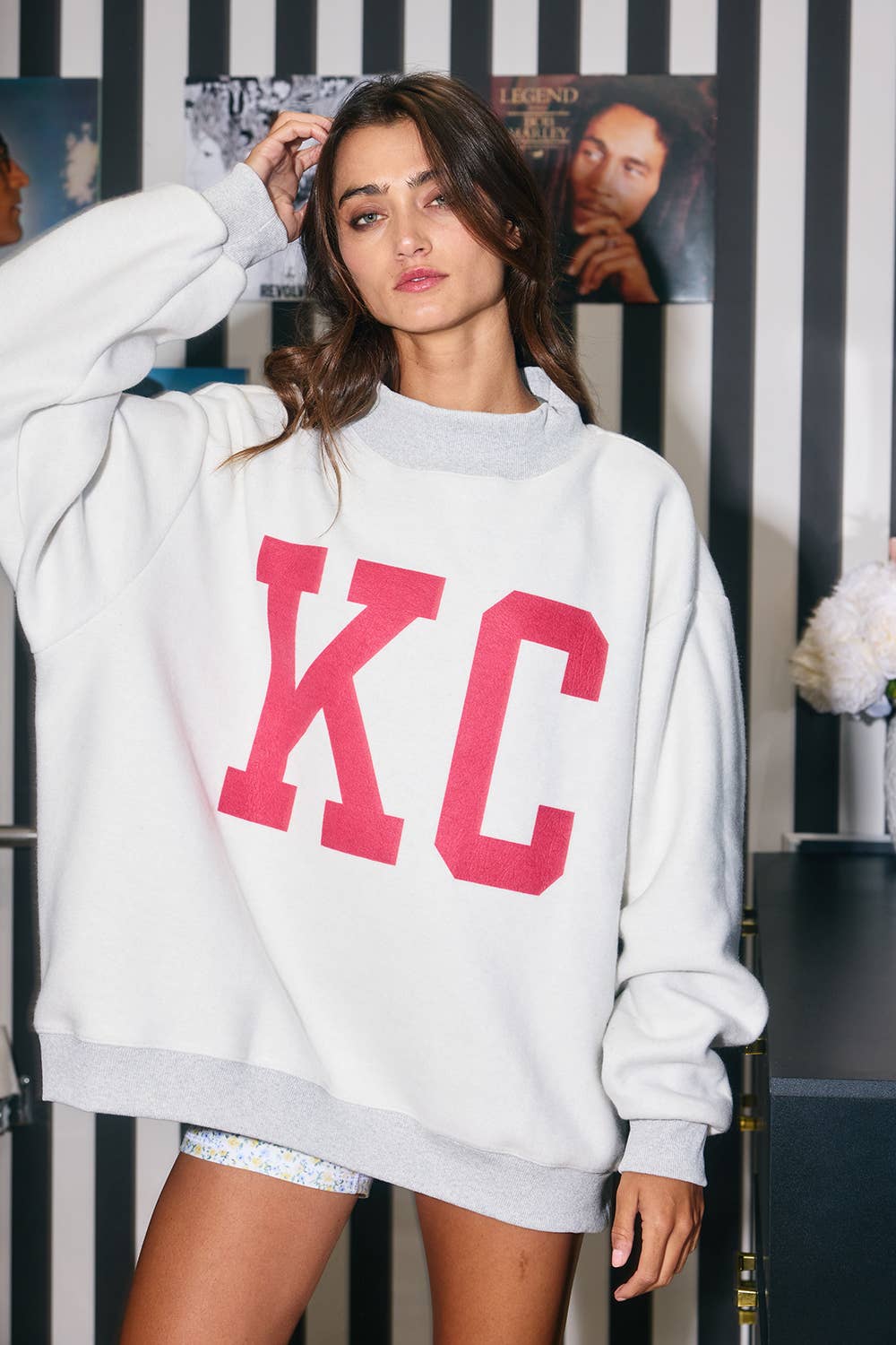 KANSAS 'KANSAS CITY & KC' Reversible Mock-neck Sweatshirt