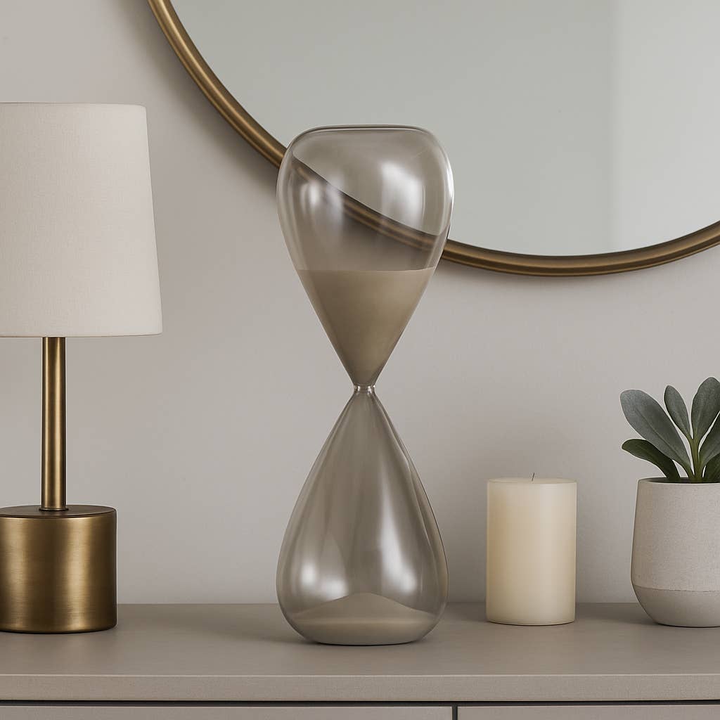 Glass Small Teardrop Silhouette Hourglass - Grey, 20 in.