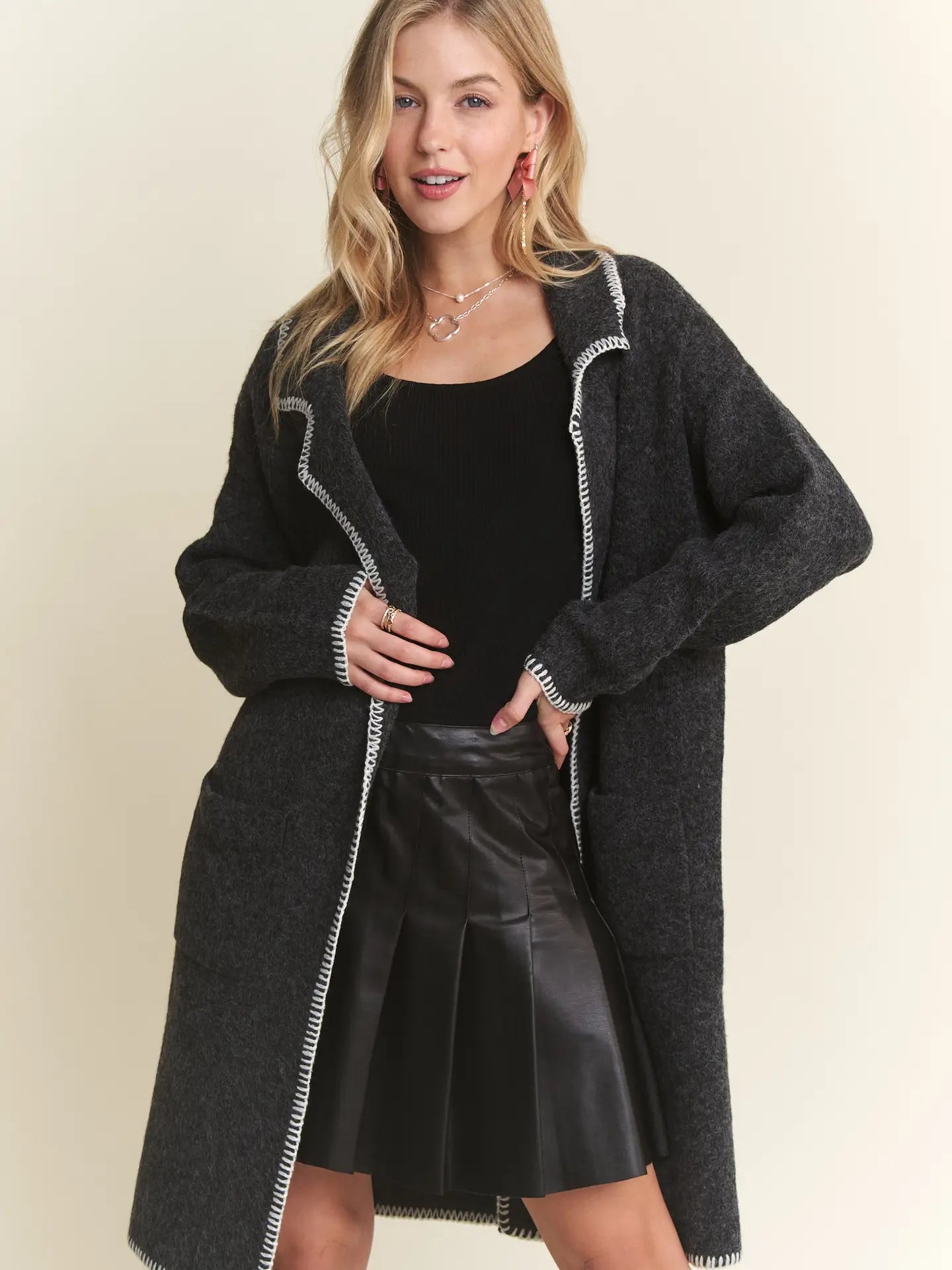 Stitch accent cardigan