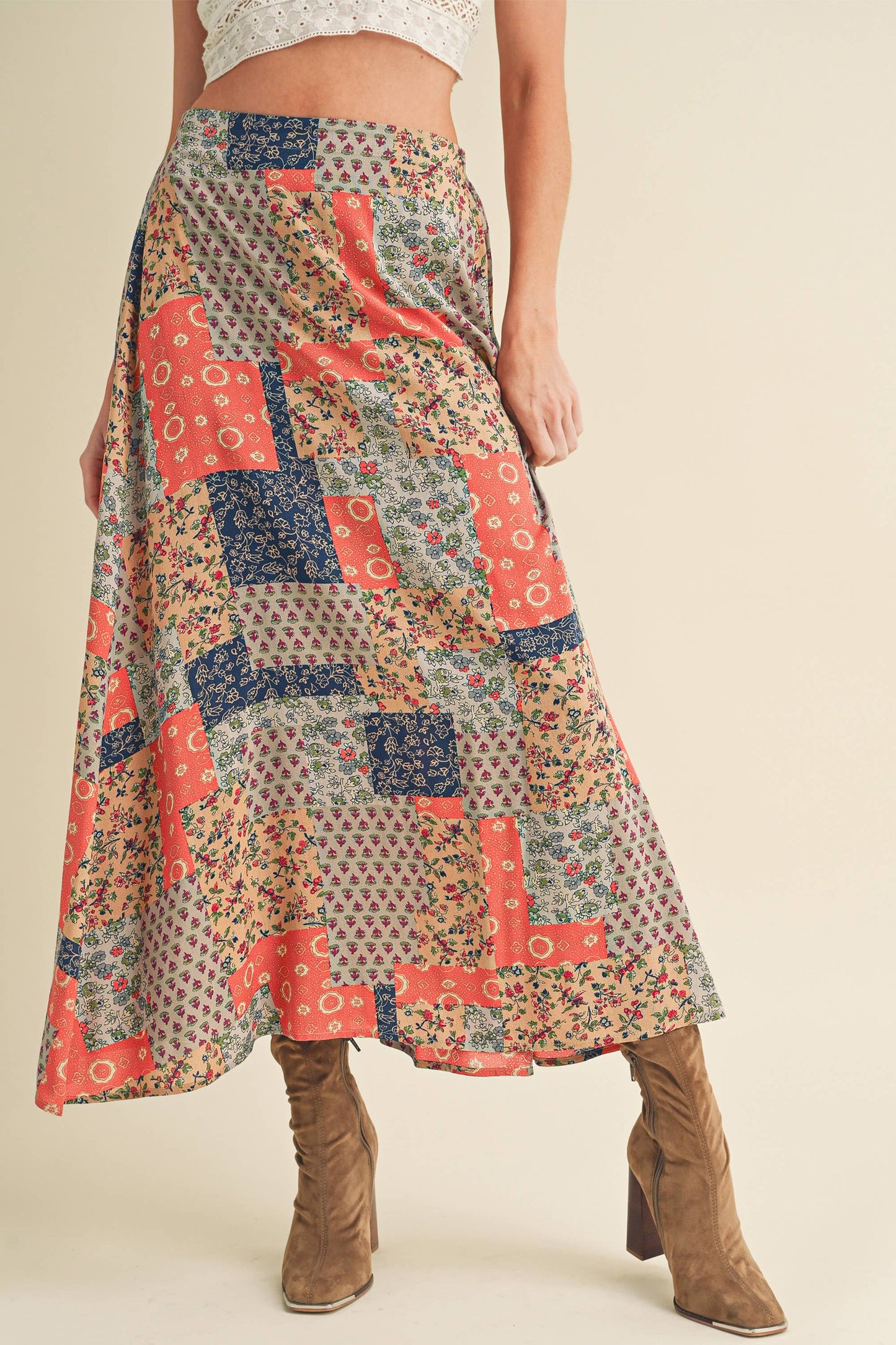 Boho patchwork maxi skirt