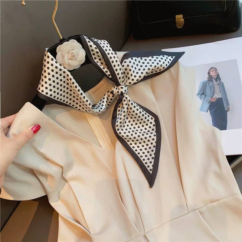 Vintage Houndstooth Long Satin Scarf MK2BLW6W6NSI136