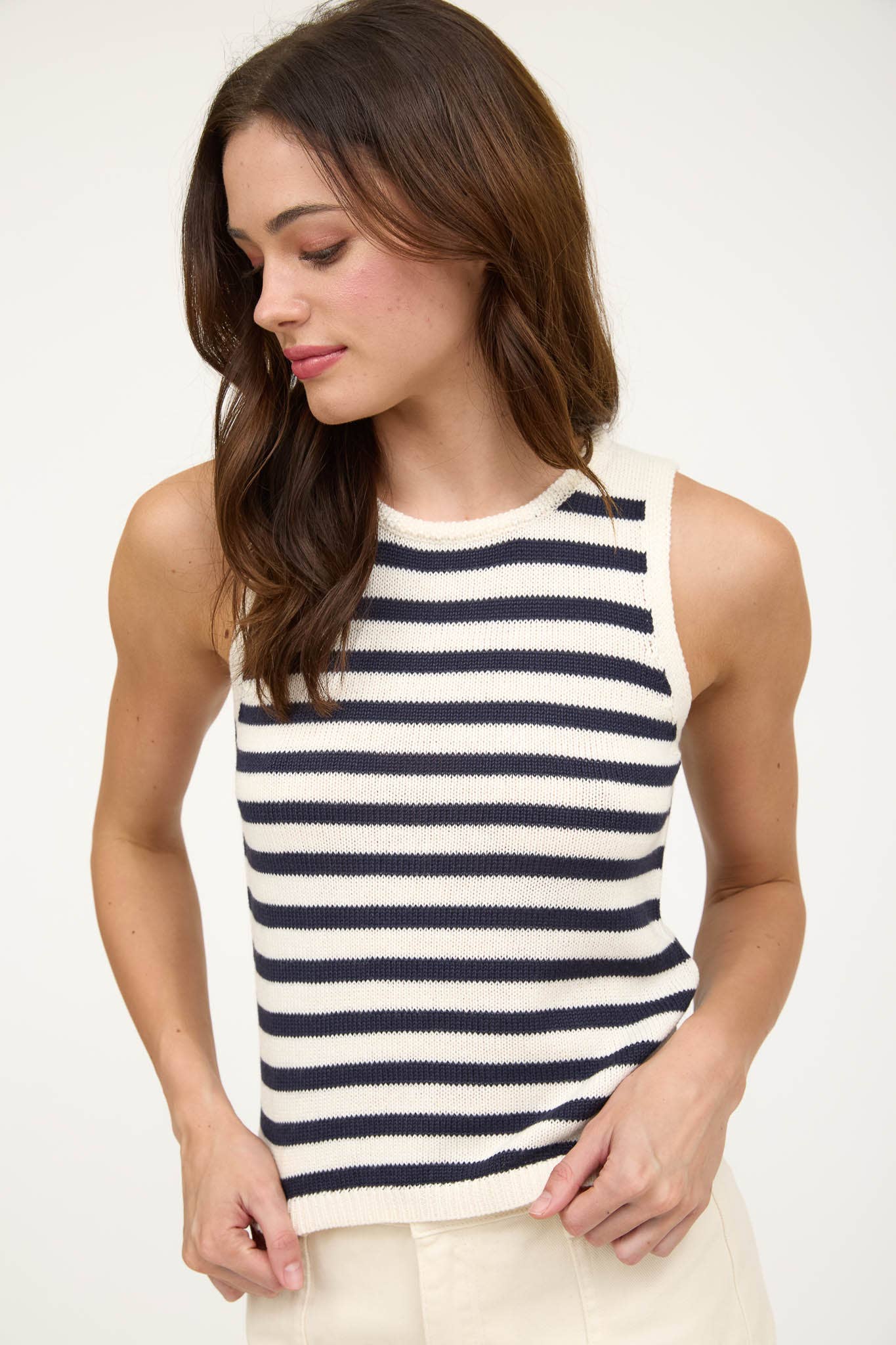 STRIPE SWEATER CROPPED TANK TOP