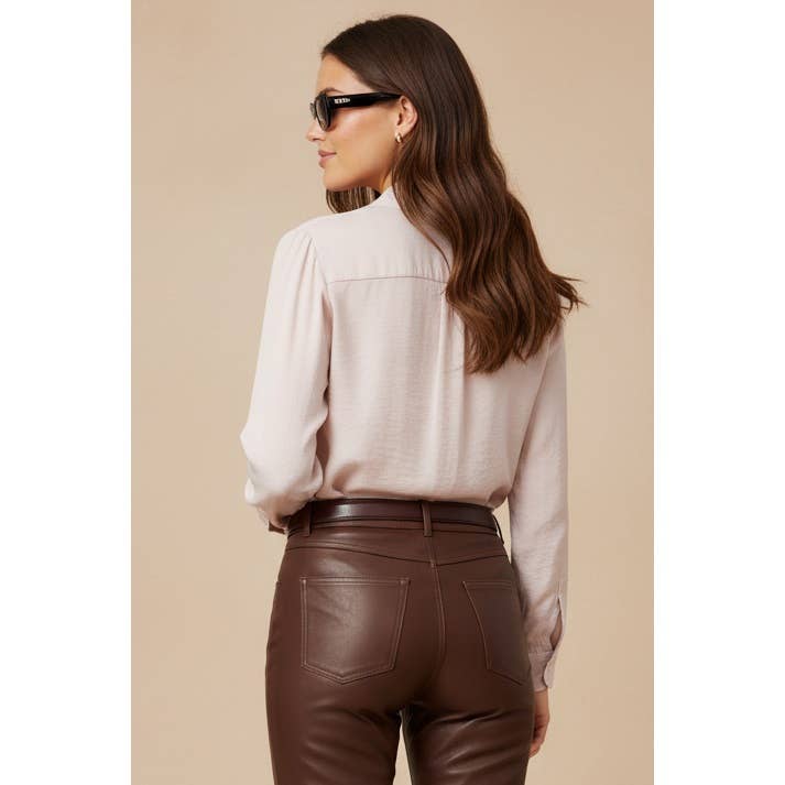 Fitted Long Sleeve Button Up Blouse