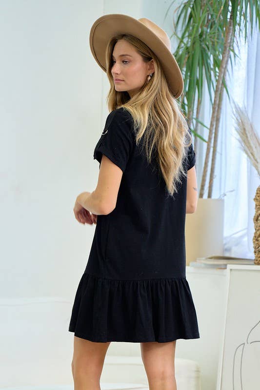 D Ring Strap Sleeve Detail Easy Dress